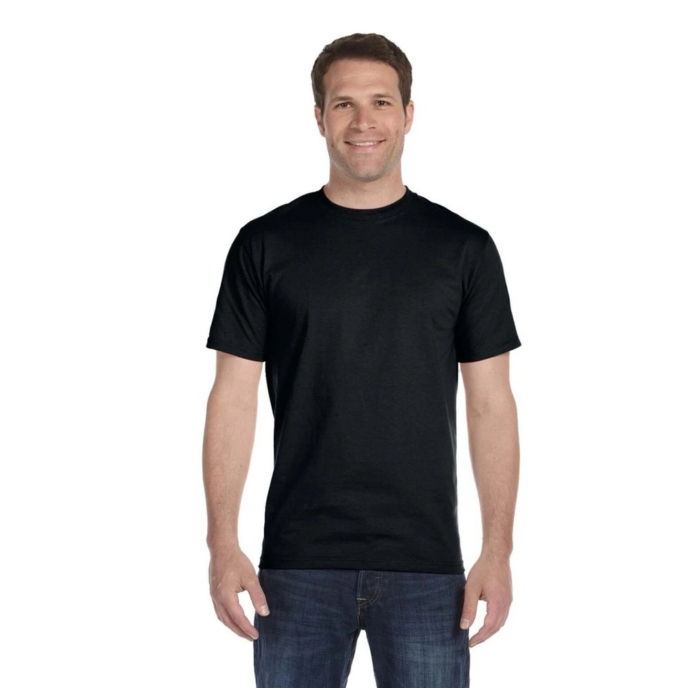 Gildan Men's T-Shirt Heavy Cotton Short Sleeve Plain Blank Black Tee Sz 2XL New